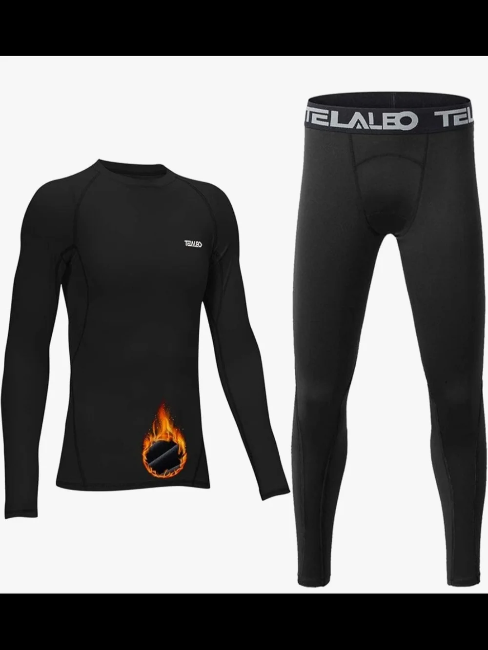 Youth Black Thermal Swim Top & Tights Set